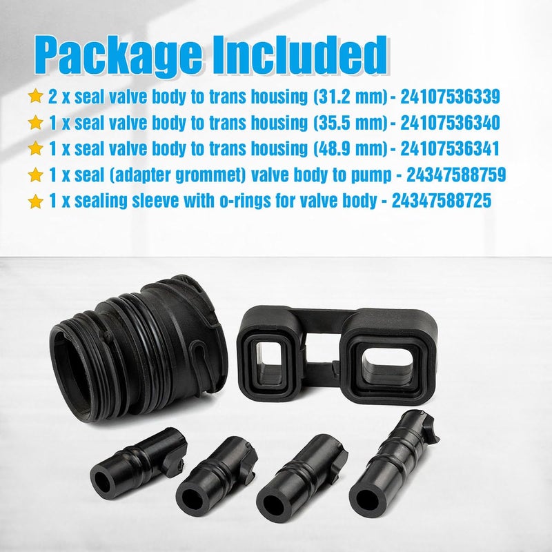 FANHAY 6PCS ZF6HP19Z 6HP19 6HP21 Valve Body to Case Sleeve Connector Seal Kit for BMW Replace 24107536339 24107536340 24107536341 24347588724 24347588725 24347588759 - Image 3
